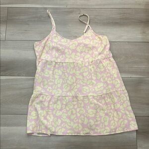 Show Me Your MuMu Pink and Yellow Patterned Mini Dress pink lemonade